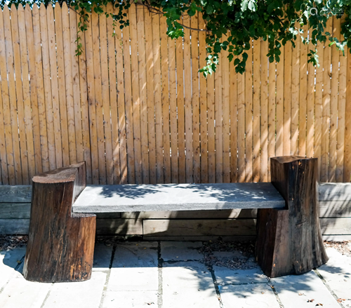 Black Granite Log Bench