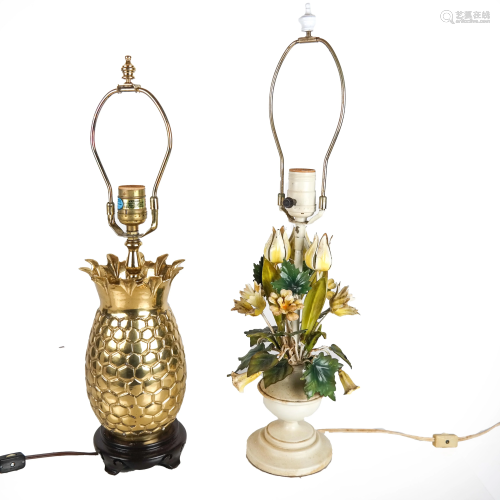 Two Decorated Metal Lamps