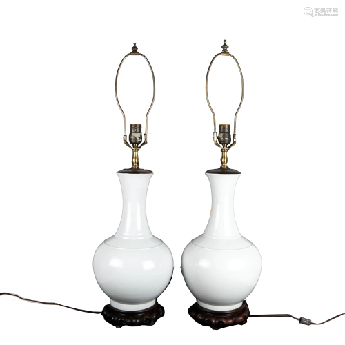 Pair Chinese White Porcelain Lamps