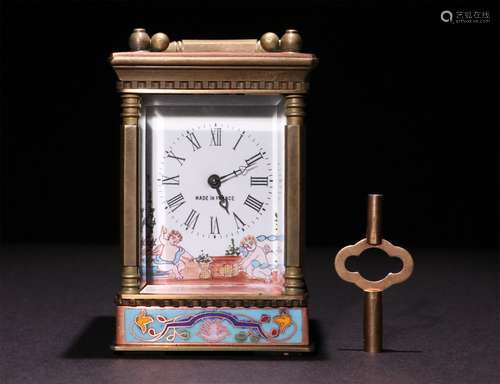 A CHINESE BRONZE CLOISONNE MECHANICAL CLOCK