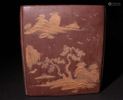 A CHINESE RED PORCELAIN BRUSH HOLDER