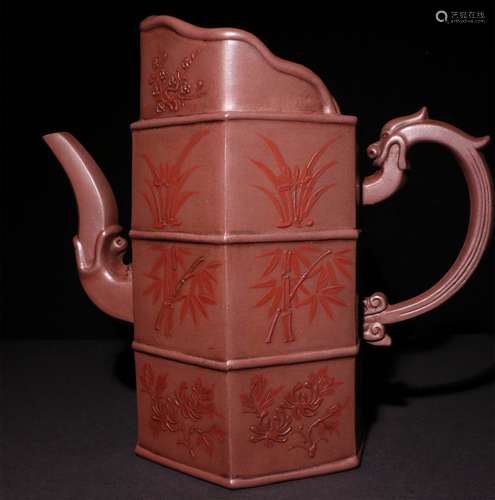 A CHINESE BOCCARD TEAPOT