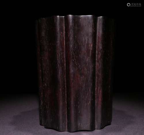 A CHINESE ROSEWOOD BRUSH HOLDER