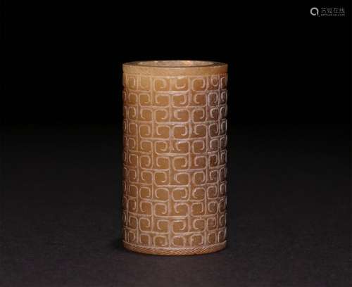 A CHINESE ANCIENT JADE TUBE