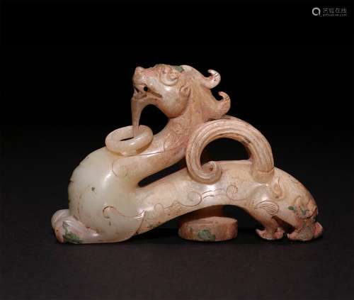 A CHINESE ANCIENT JADE CHI DRAGON BELT HOOK