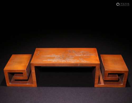 A CHINESE WOOD ANTIQUE-AND-CURIO SEAT