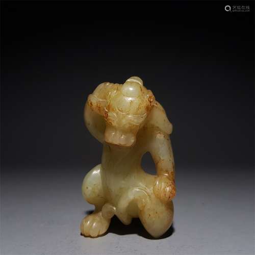 A TANG DYNASTY HETIAN JADE BEAST