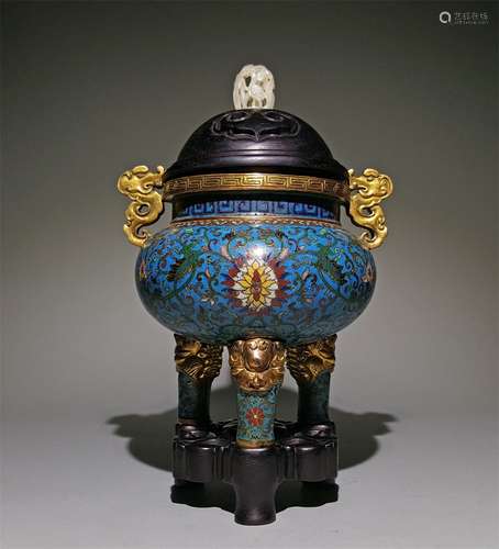 A QING DYNASTY CLOISONNE INCENSE BURNER