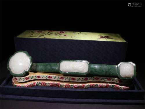QING DYNASTY JADE INLAID WITH WHITE JADE