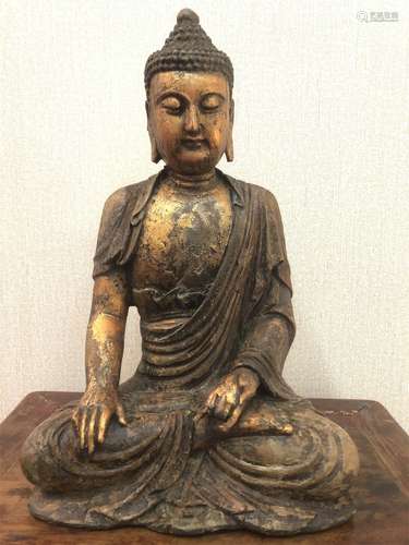 A TANG DYNASTY WOODEN BUDDHA