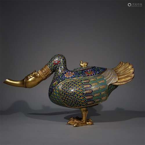 A QING DYNASTY BRONZE GILT CLOISONNE INCENSE BURNER