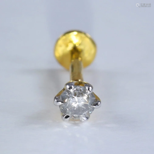 14 K Yellow Gold Diamond Ear Studs / Nose Ring