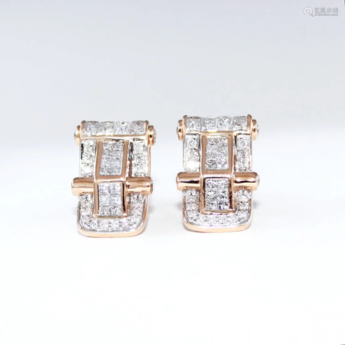 IGI Certified 14 K / 585 Rose Gold Diamond Earrings