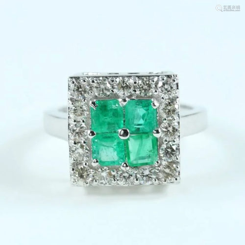14 K White Gold IGI Certified Emerald & Diamond …