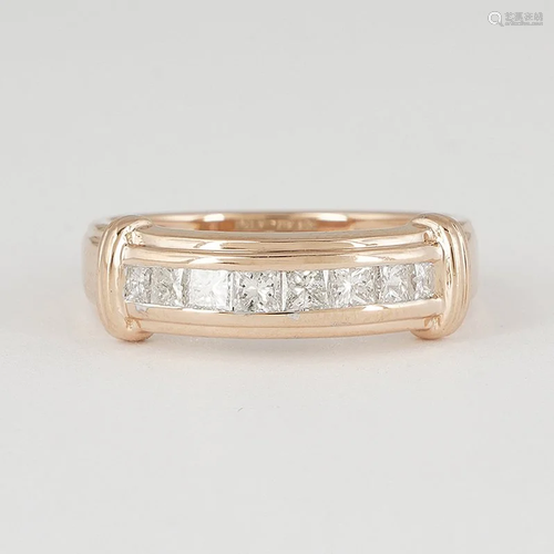 14 K / 585 Rose Gold Diamond Band Ring