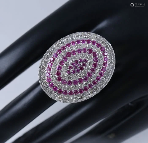14 K White Gold Exclusive Diamond and Ruby R…