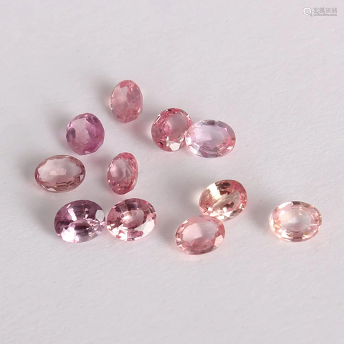 GFCO Cert. 4.13 ct. Set of 11 Padparadscha Sapphires