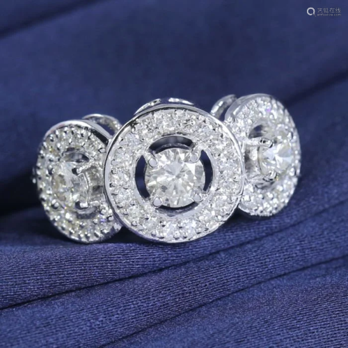 14 K White gold Designer 3 Solitaire Diamond …