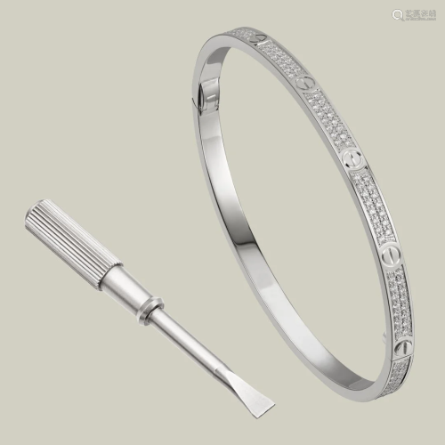 14 K Cartier Style Diamond Love Bracelet & scre…