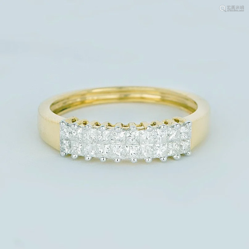 IGI Certified 14 K / 585 Yellow Gold Diamond Ring