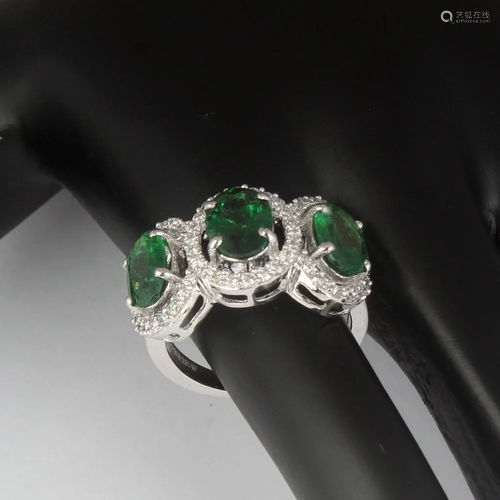 14 K / 585 White Gold Tsavorite Garnets & Diamond …