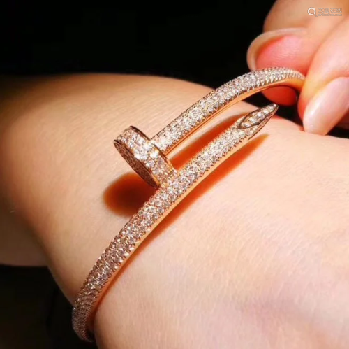 14 K / 585 Rose Gold Cartier Style Diamond Bracelet