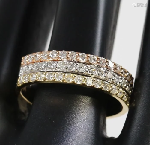 IGI Certified 18 K - 3 Row Designer Diamond Ring