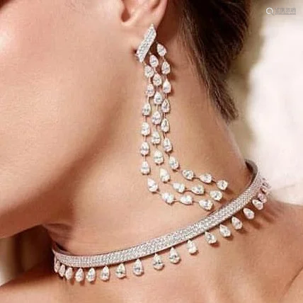 14 K / 585 Rose Gold Diamond Choker Necklace & …