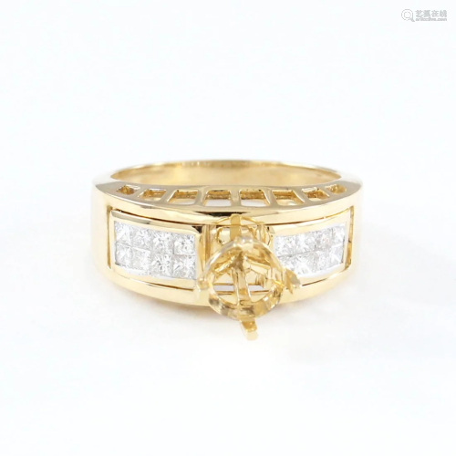 14 K Yellow Gold Diamond Ring - Center stone …