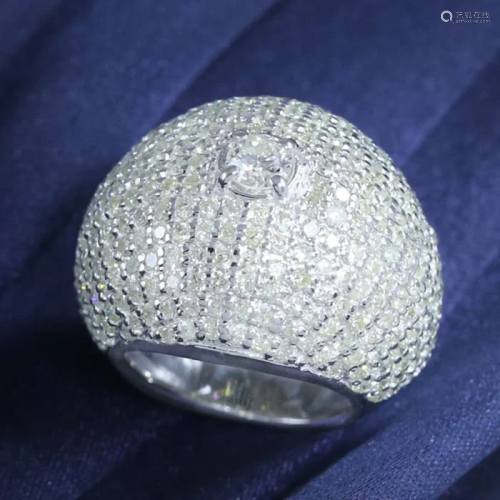 14 K White Gold Unique Large Solitaire Diamond Ring