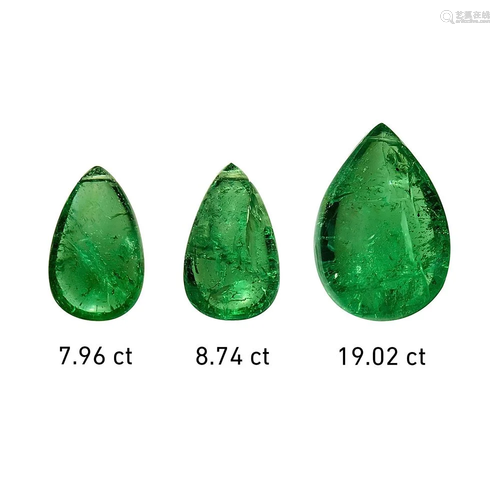 GIA Cert. 35.72 ct. 3 Tsavorite Beads Untreated - KE…