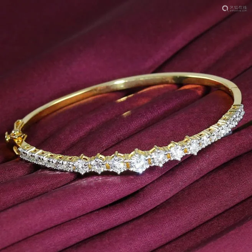 14 K Yellow Gold IGI Cert. Solitaire Diamond Bracelet