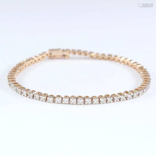 IGI Cert. 14 K Rose Gold Tennis Bracelet with Diamonds
