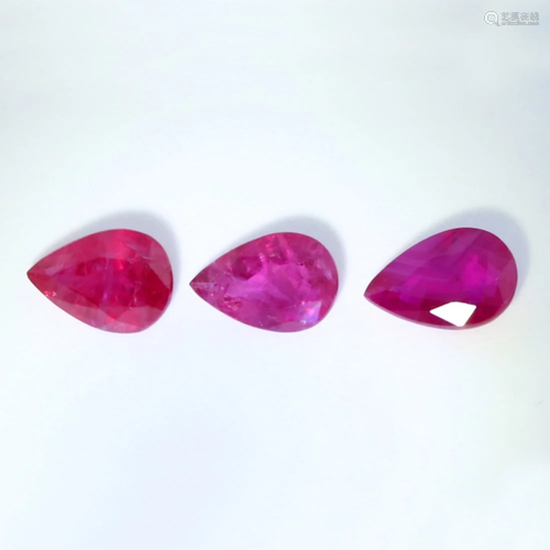 IGI Certified Set of 3 Rubies 1.47 ct. - BURMA