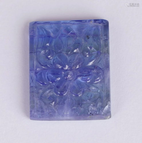 GFCO Cert. 13.80 ct. Floral Tanzanite Carving -TAN…