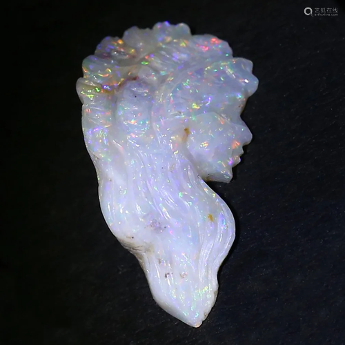 IGI Certified 4.81 ct. Carved Lady Face Opal AUST…