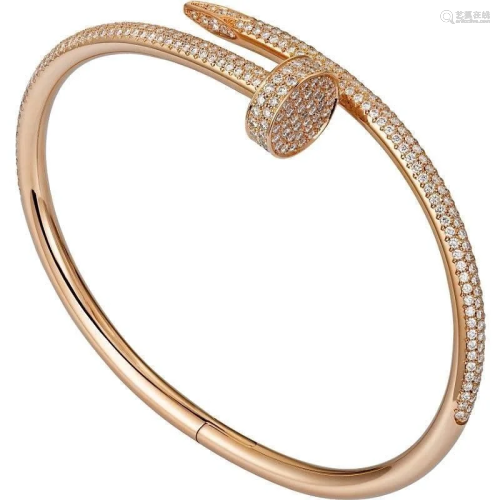 14 K Rose Gold Cartier Style Nail Head Diamond Bra…