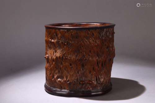 A Chinese Longan wood Brush Pot