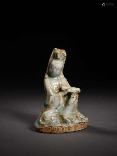 A Chinese White Glazed Porcelain Guanyin Statue