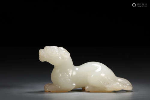 A Chinese Hetian Jade Carved Beast Ornament