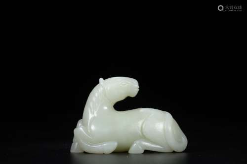 A Chinese Hetian Jade Carved Horse Ornament