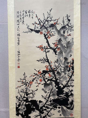 A Chinese Flower&bird Painting Scroll, Guan Shanyue Mark