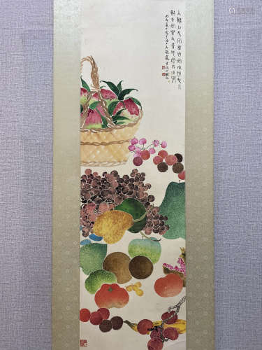 A Chinese Flower&bird Painting Scroll, Ding Fuzhi Mark