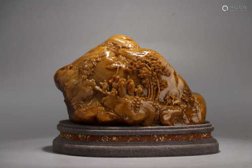 a Chinese Shoushan Tianhuang Stone Carved Rockery Ornament