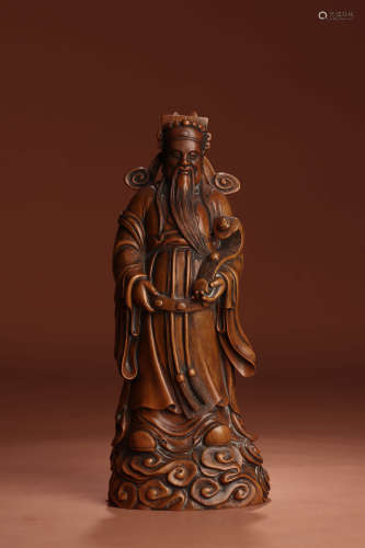 A Chinese Boxwood Carved Immortal 