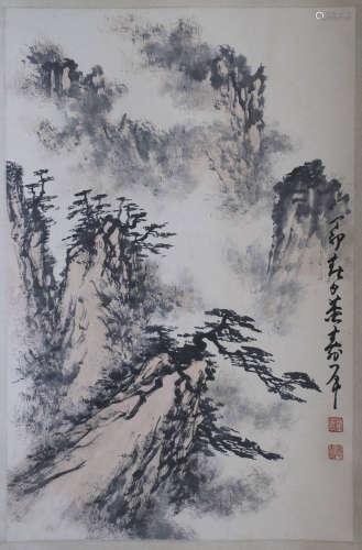 A Chinese Painting Scroll, Dong Shouping Mark
