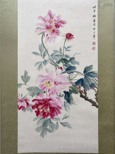 A Chinese Flower&bird Painting Scroll, Mei Lanfang Mark