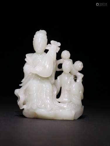 A Chinese Hetian Jade Carved Figure Ornament