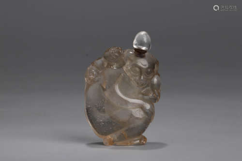 A Chinese Monkey Shaped Crystal Snuff Bottle