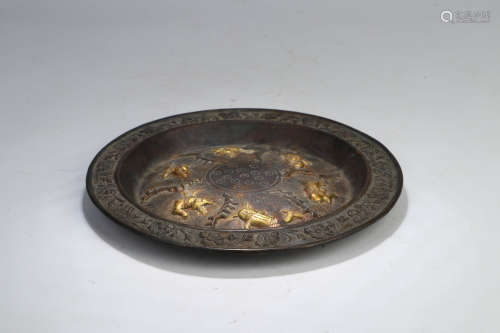 A Chines Copper Floral Plate